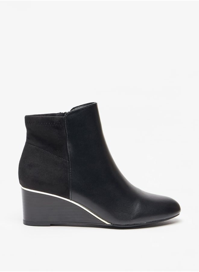 Celeste Women's Solid Ankle Boots with Wedge Heel and Zip Closure  - Image 2
