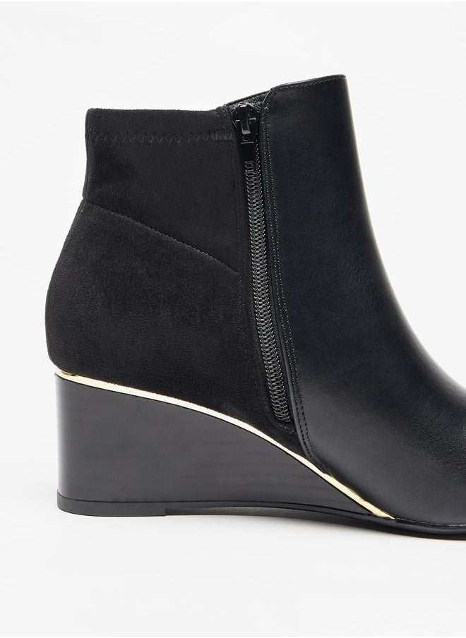Celeste Women's Solid Ankle Boots with Wedge Heel and Zip Closure  - Image 5