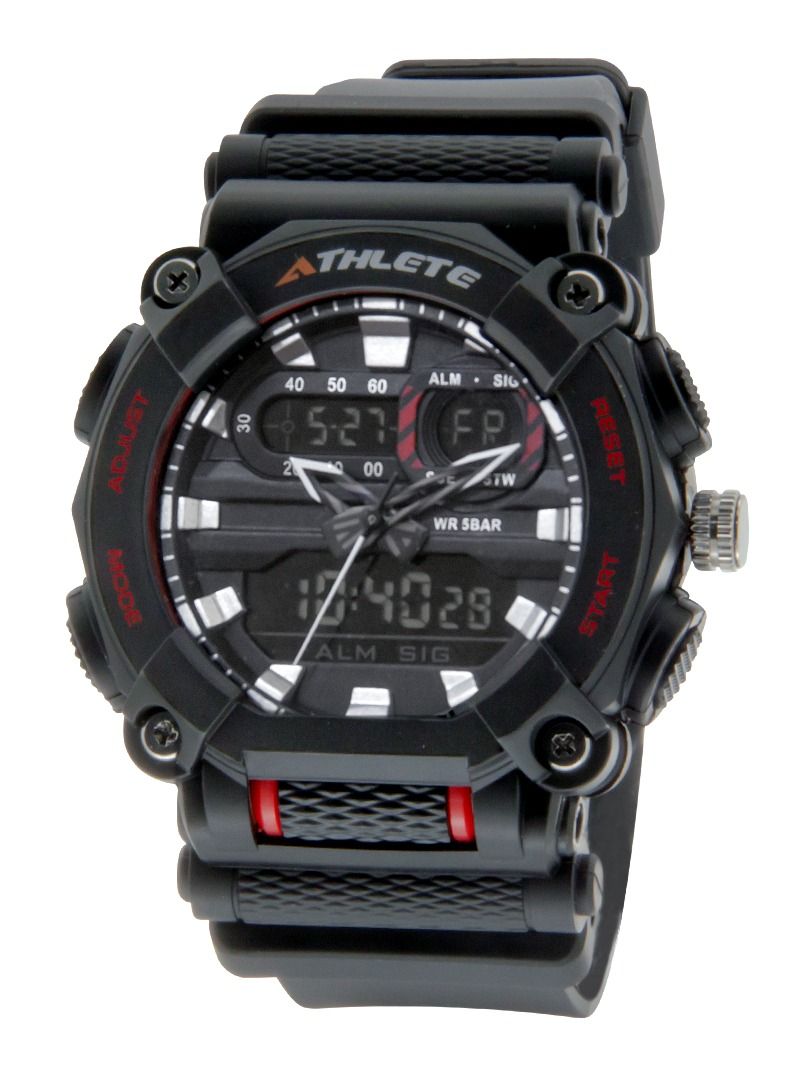 ELIZ ES8587G8NNN Black PU Case and Band Men's Sports Watch