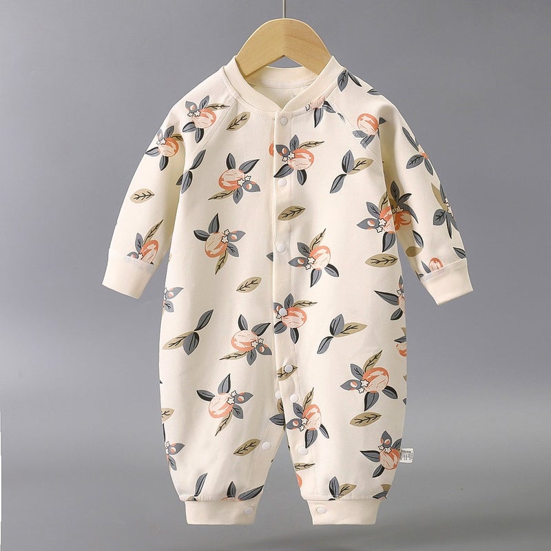 Heng Song Baby Long-Sleeve Cotton Romper | Newborn Infant Bodysuit | Soft Seamless Single-Breasted Crawling Outfit - Image 1