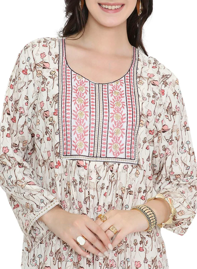 HANA & SARA Long Viscose Printed Casual Styled Arabic Kaftan Jalabiya Dresses
