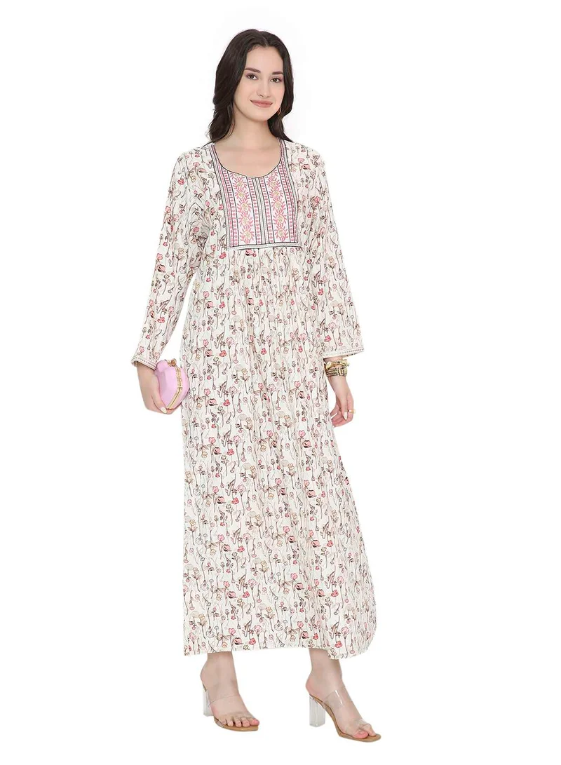 HANA & SARA Long Viscose Printed Casual Styled Arabic Kaftan Jalabiya Dresses
