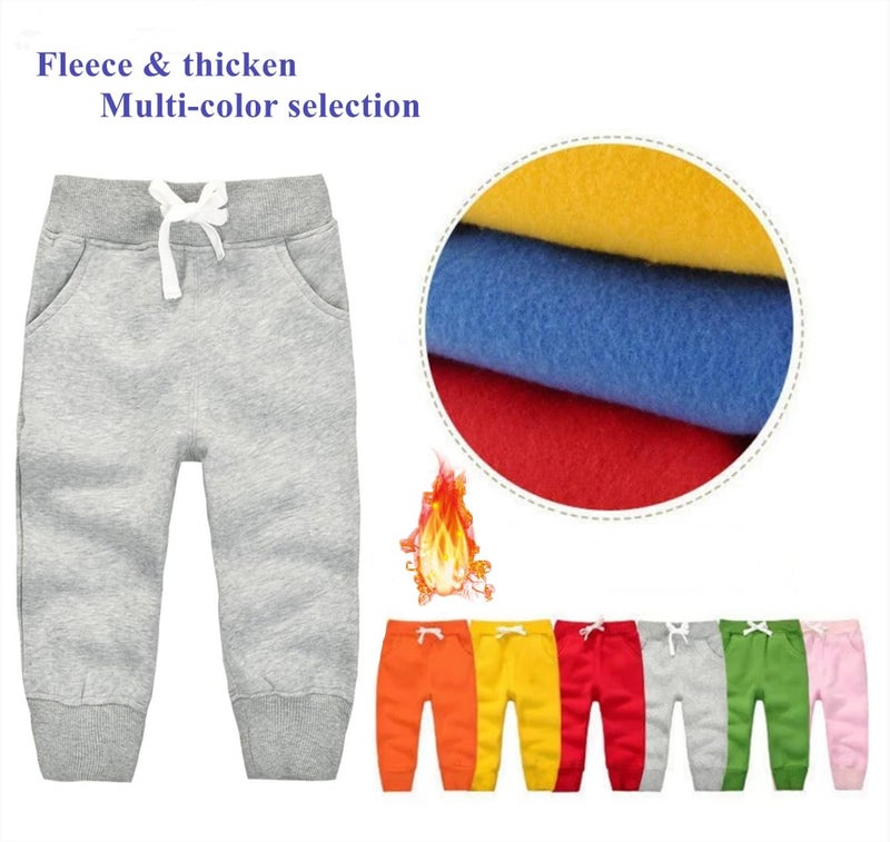 CuteOn Unisex Toddler Jogger Pants Kids Cotton Elastic Waist Winter Baby Sweatpants Pants 1Years Grey - Image 3