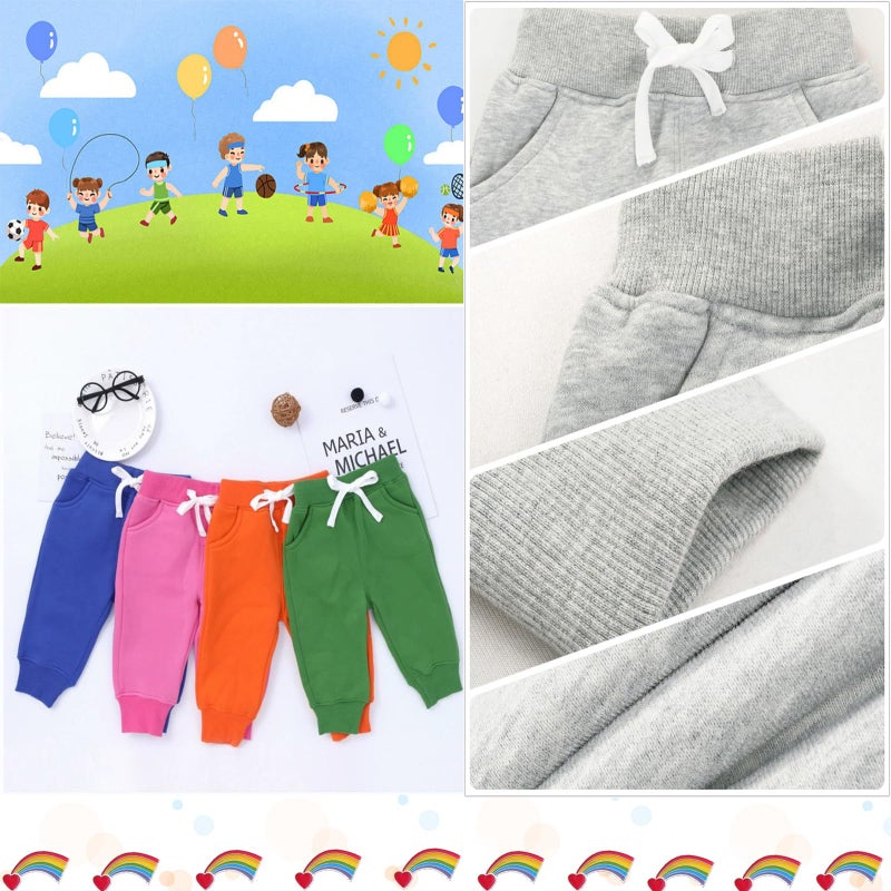 CuteOn Unisex Toddler Jogger Pants Kids Cotton Elastic Waist Winter Baby Sweatpants Pants 1Years Grey - Image 4