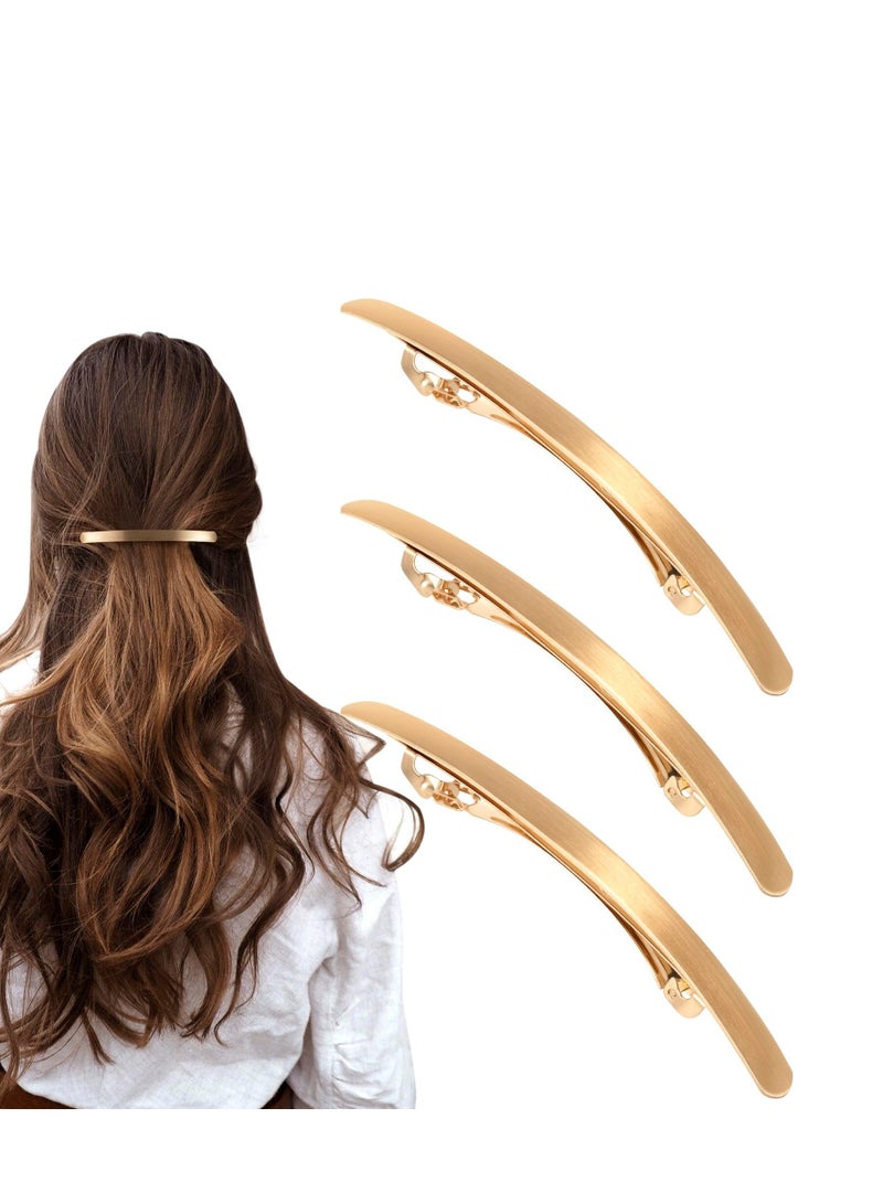 SYOSI Metal Hair Clips,3Pcs Smooth Surface Gold Barrettes, French Styles Clasps Simple Spring Clamps Snaps, For Girls Women Ladies Wedding Party Head Decor - Image 1