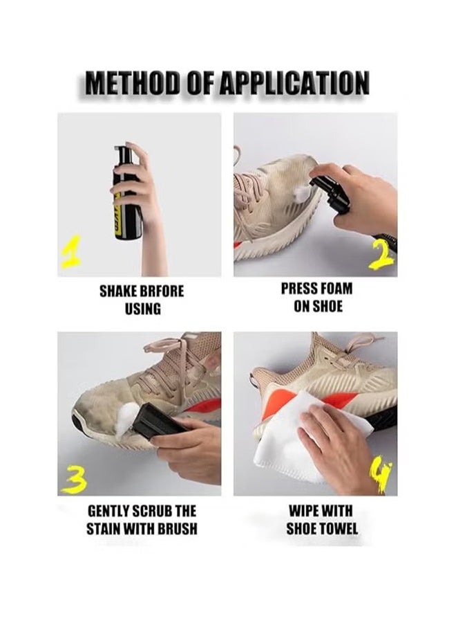 JS Sneaker Cleaning, Shoe Cleaner Kit for Sneaker, Water-Free Foam Sneaker Cleaner with Shoe Brush and Microfiber Clothing Towel, Sneaker Cleaning Travel Kit - Image 4