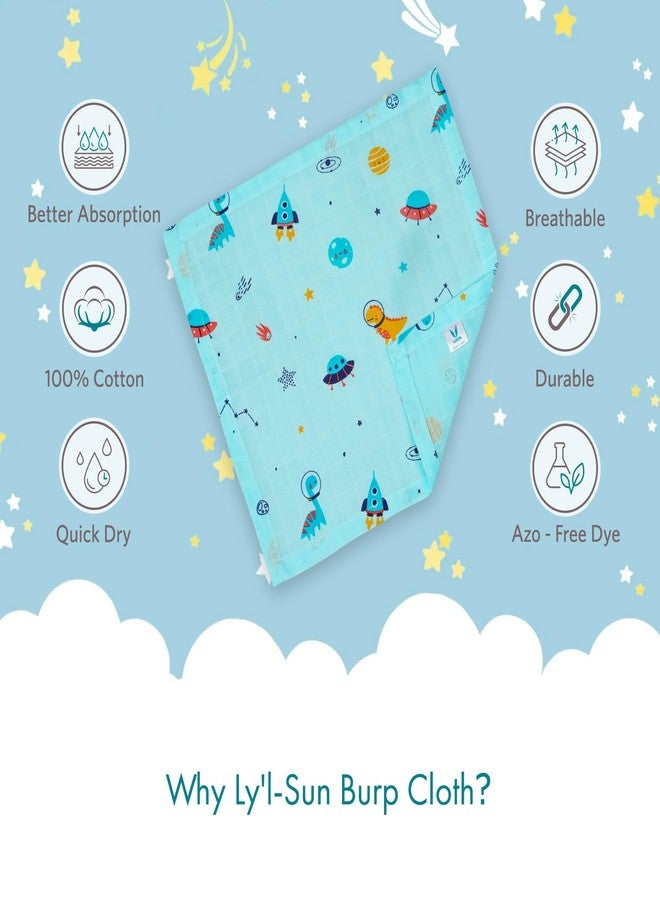 VAYA LY'L-Sun Baby Burp Cloth & Wash Cloth, Newborn Baby Essentials, Ultra-Soft & Quick Absorbent, 100% Cotton, Gentle on Baby’s Skin, Multipurpose Baby Towel for Newborn Babies, Color - Dino Space - Image 3