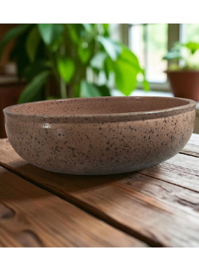 color zone pottery Round ceramic and earthenware tray that can withstand direct and indirect heat, flame or oven, 25 cm - Image 1