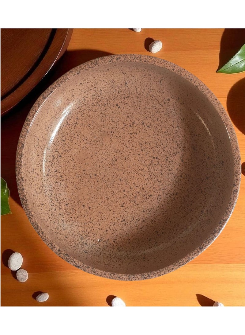color zone pottery Round ceramic and earthenware tray that can withstand direct and indirect heat, flame or oven, 25 cm - Image 4