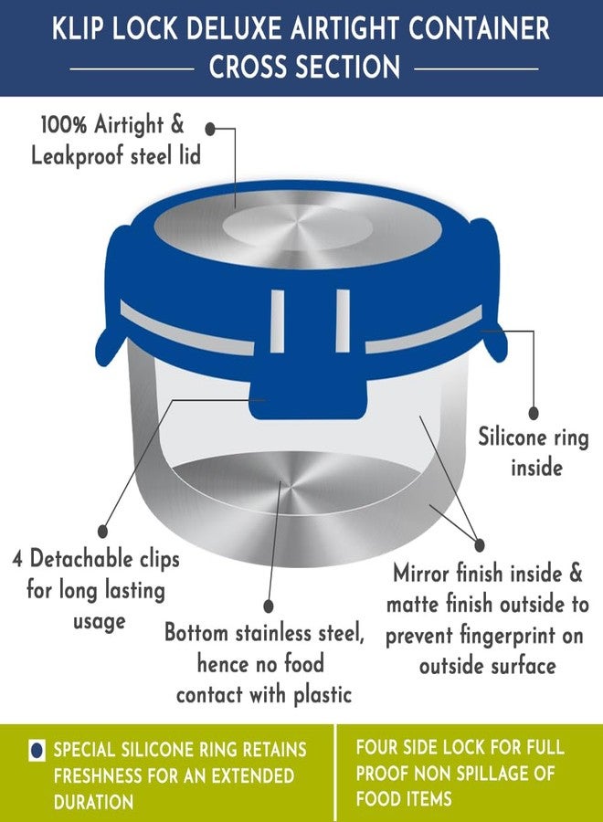Magnus Stainless Steel Airtight Leakproof Storage Deluxe Container 450ML with Klip Lock - Ideal Kitchen Accessories Items, Perfect Lunch Box, Lunch Boxes for Office Men - Image 4