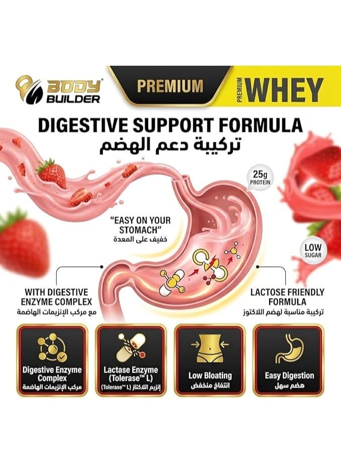 Premium Whey Protein New Gen – Crispy Strawberry 1 Lb, 25 G Protein, Digestive Enzyme Blend & Lactose-Friendly