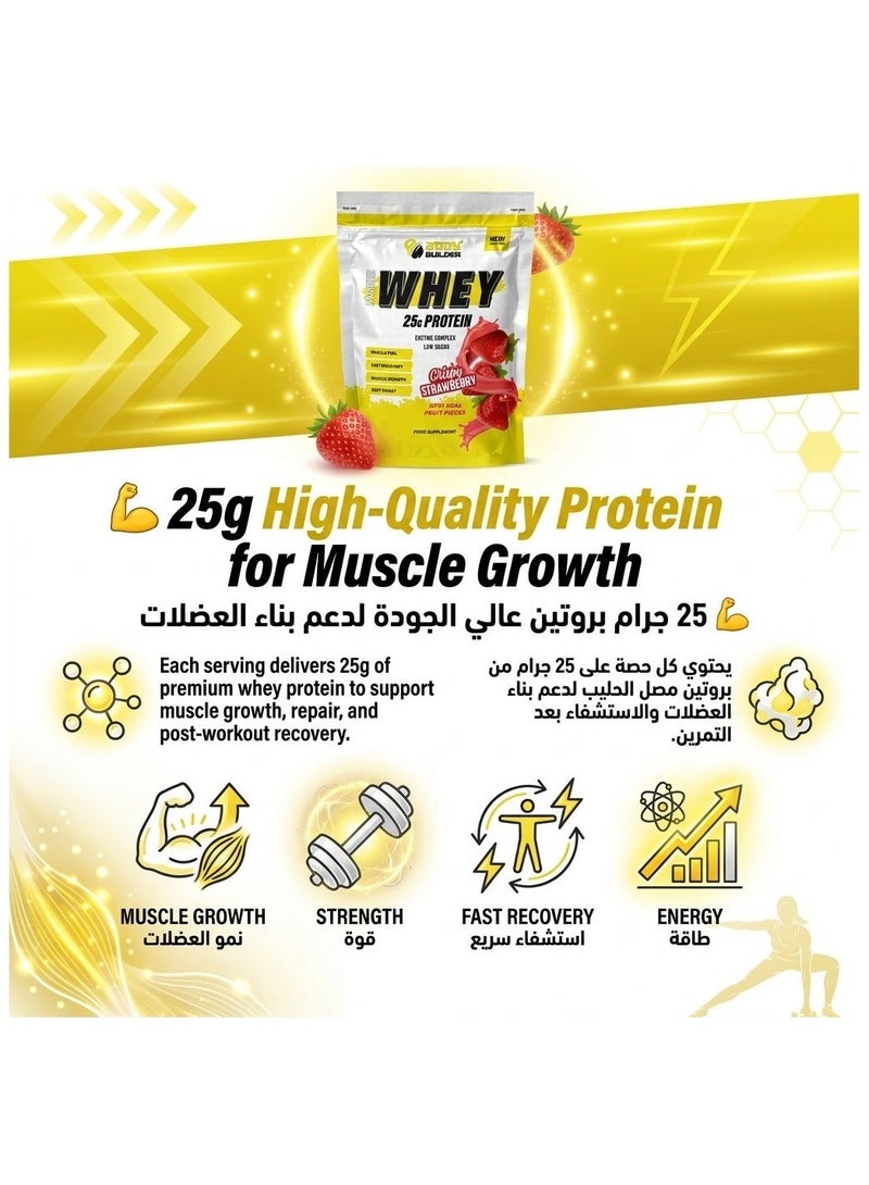 Body Builder Premium Whey Protein New Gen – Crispy Strawberry 1 LB, 25 G Protein, Digestive Enzyme Blend & Lactose-friendly - Image 3