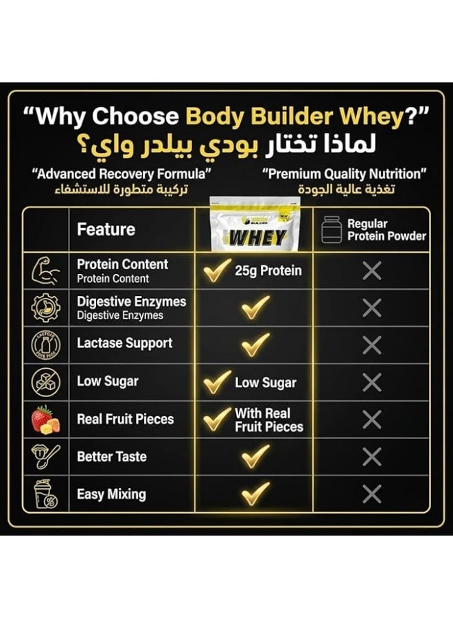 Body Builder Premium Whey Protein New Gen – Crispy Strawberry 1 LB, 25 G Protein, Digestive Enzyme Blend & Lactose-friendly - Image 5
