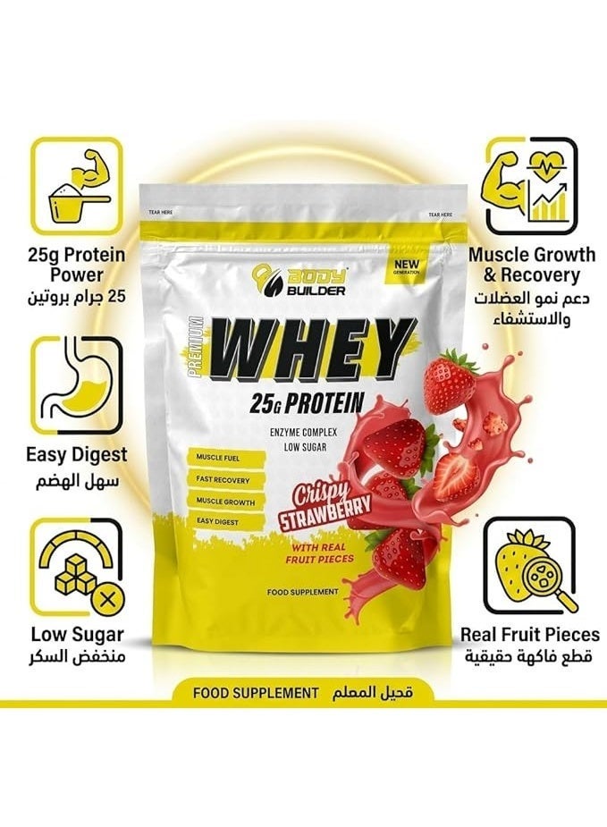 Body Builder Premium Whey Protein New Gen – Crispy Strawberry 1 LB, 25 G Protein, Digestive Enzyme Blend & Lactose-friendly - Image 4