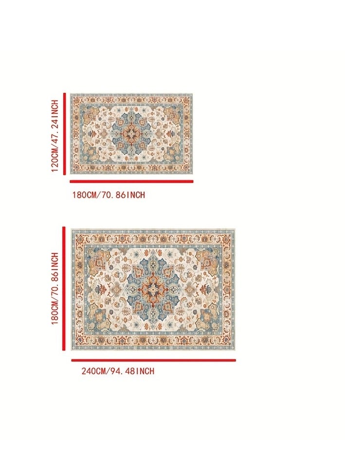 سجادة قطعة واحدة قابلة للغسل في الغسالة غير قابلة للتساقط لغرفة المعيشة وغرفة النوم وغرفة الطعام والمكتب المنزلي، طراز عتيق. - Image 4