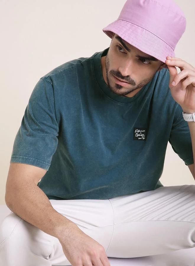 ديفيرينس أوف أوبينيون تيشيرت مطبع بقصة واسعة وغسيل حمضي للرجال