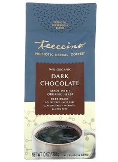 teeccino Prebiotic Herbal Coffee Dark Roast Caffeine Free Dark Chocolate 10 oz 284 g 