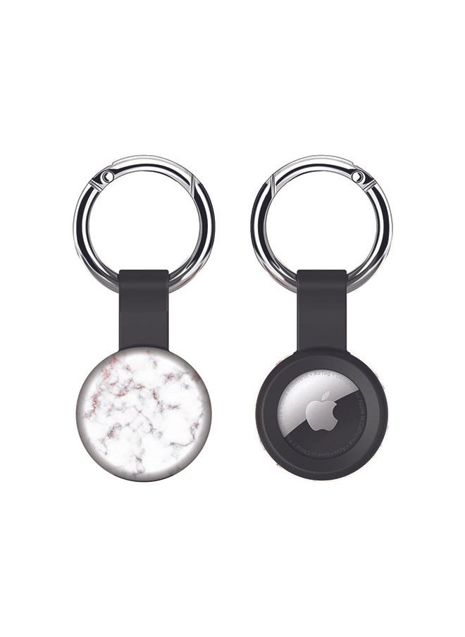 Stylizedd Airtag Case Metal Key Ring with Tough Case for Apple Airtag cover - Marble Print Rose Grey  - Image 1