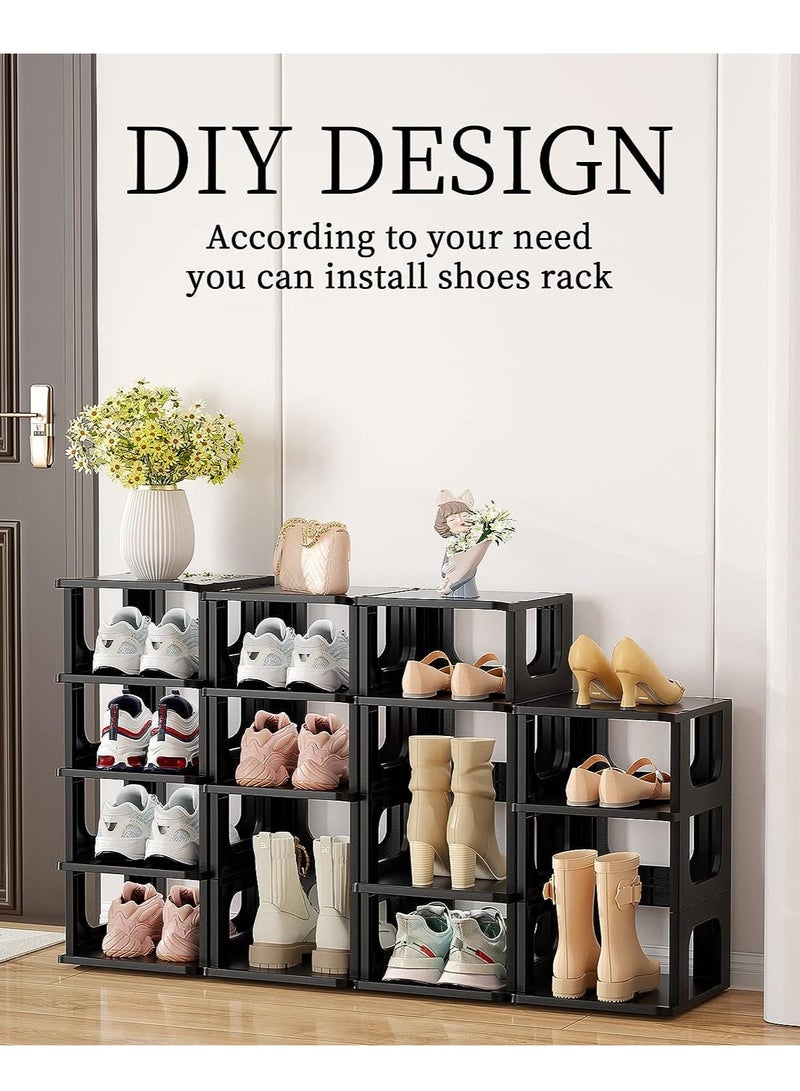XiuWoo 5-Tier Height-Adjustable Shoe Rack, Vertical Shoe Storage, Closet Shoe Shelf, Stairs Shoe Organizer, Tall Shoe Stand for Corridor, Living Room Bedroom with Adjustable Divider - Image 2