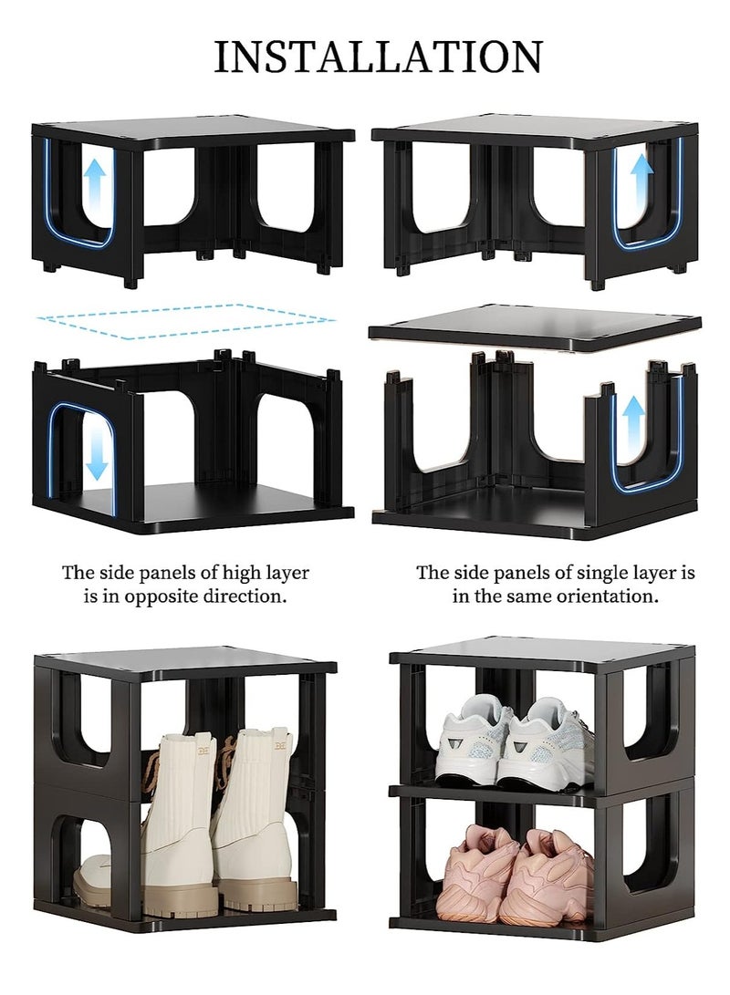 XiuWoo 5-Tier Height-Adjustable Shoe Rack, Vertical Shoe Storage, Closet Shoe Shelf, Stairs Shoe Organizer, Tall Shoe Stand for Corridor, Living Room Bedroom with Adjustable Divider - Image 3