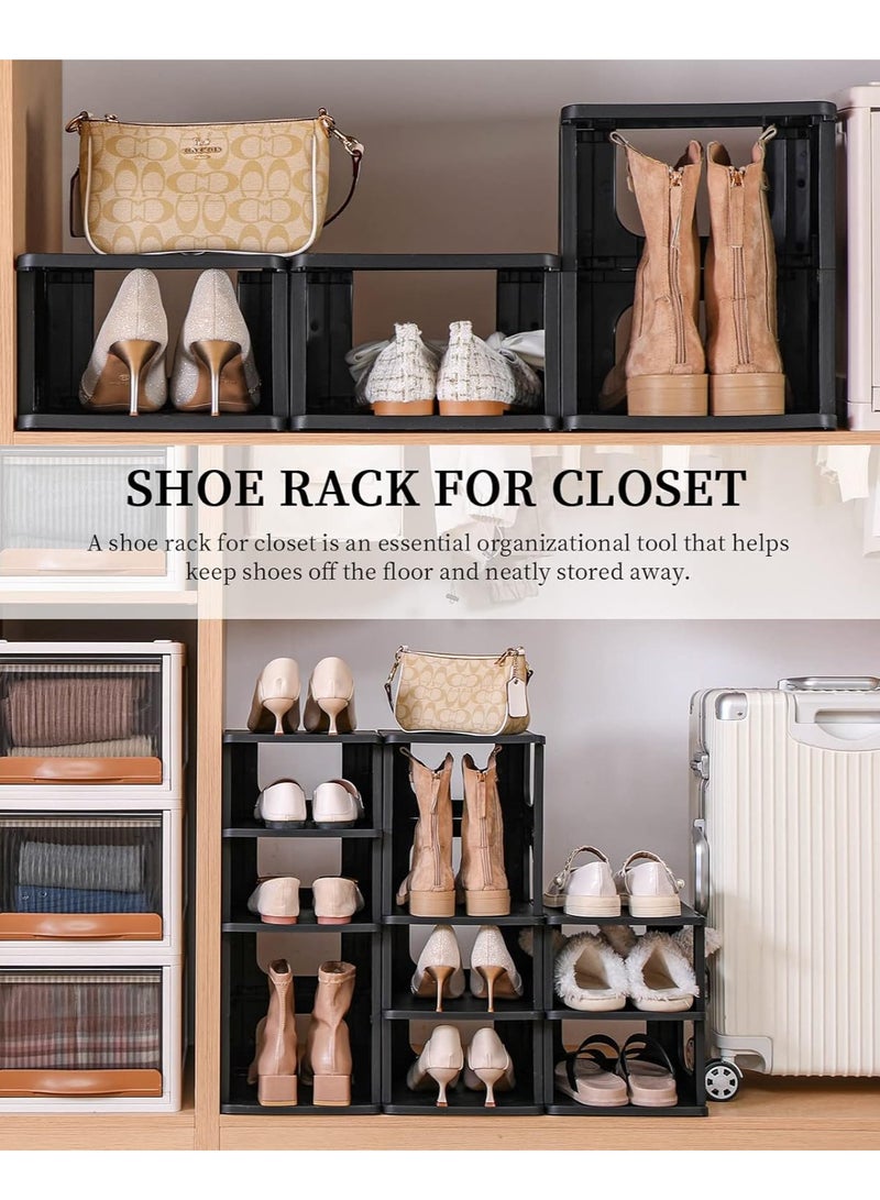 XiuWoo 5-Tier Height-Adjustable Shoe Rack, Vertical Shoe Storage, Closet Shoe Shelf, Stairs Shoe Organizer, Tall Shoe Stand for Corridor, Living Room Bedroom with Adjustable Divider - Image 4