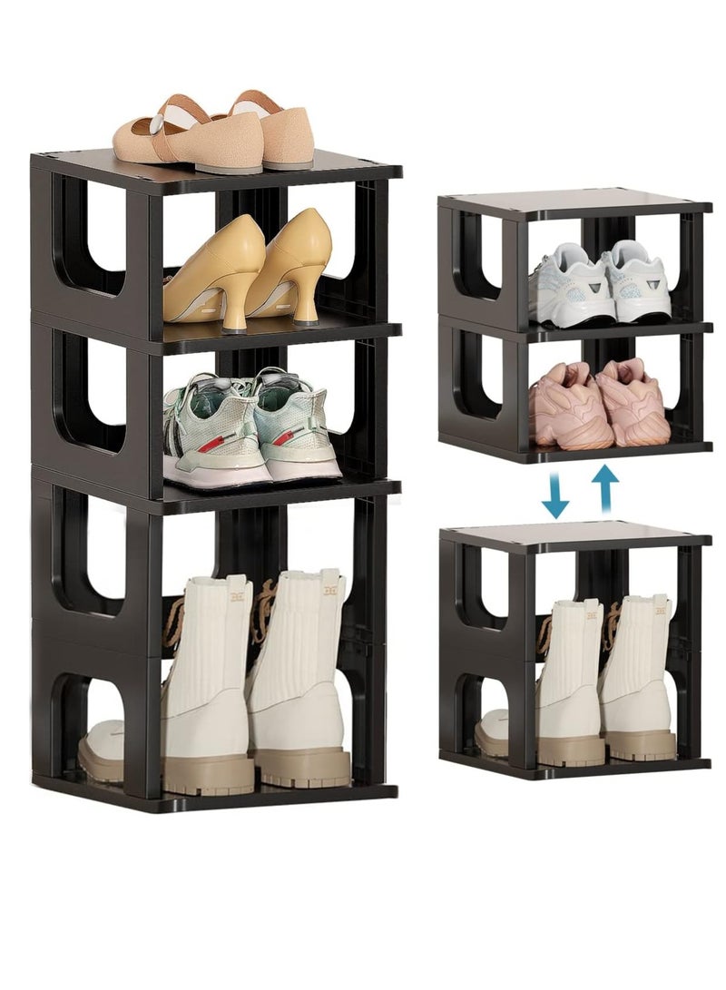 XiuWoo 5-Tier Height-Adjustable Shoe Rack, Vertical Shoe Storage, Closet Shoe Shelf, Stairs Shoe Organizer, Tall Shoe Stand for Corridor, Living Room Bedroom with Adjustable Divider - Image 1