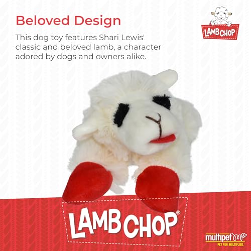 Multipet Lamb Chop Dog Plush Toy - Squeaky Toy for All Dogs - Extra Soft Plush - Stuffed Animal Dog Toy for Cuddling & Playing - Cute Pet Toy (6", Cream) - Image 2