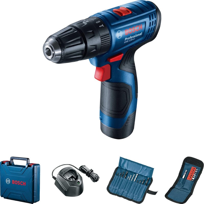 BOSCH Gsb 120-Li 2Ah Professional Cordless Impact Drill With Battery And Charger 23-Piece Set - Image 1