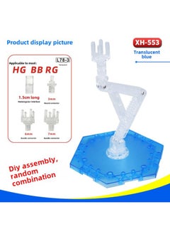 1/144HG RG BB Hand-made Gundam Model Doll Assembled Bracket Display Platform Base Support Frame-Color:XH-553: Bracket Transparent Blue