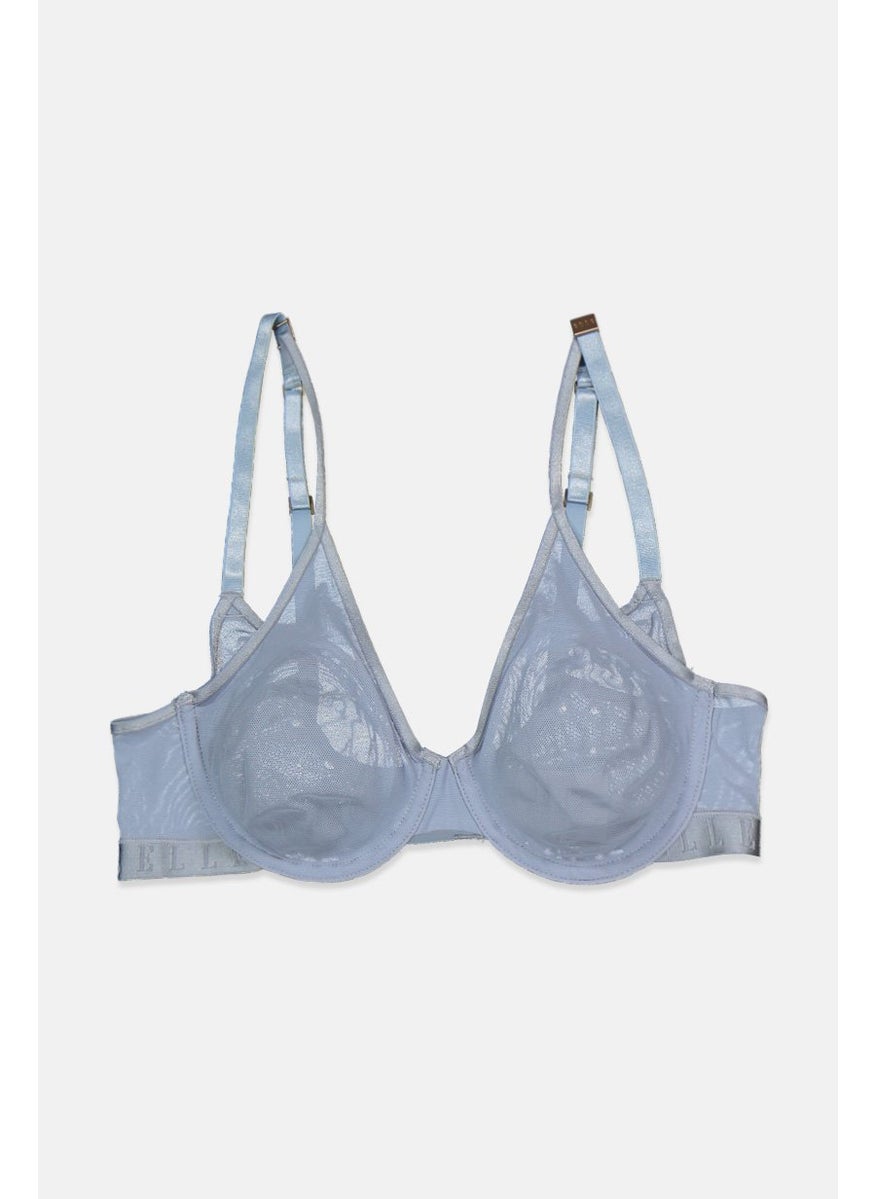 ELLE Women Non Padded Underwired Lace Bra, Light Blue  - Image 1