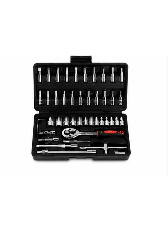 Inabyte 46PCS Socket Wrench Set Professional Car Repair Tool Kit, CR-V Ratchet Socket Set with Extension Bars & Screwdriver Bits, Heavy Duty Auto Repair Tools for Car Motorcycle Home Maintenance - Image 1