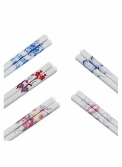 KASTWAVE 5 Pairs Porcelain Chopsticks - Reusable Chopsticks Dishwasher Safe, 9 1/2 Inches (Peacock blue)  - Image 2