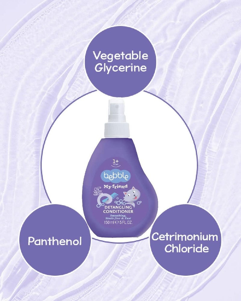 bebble Baby Hair Detangler Spray Conditioner | Leave in Formula | 150ml Bundle with Free Body Milk Sample - Image 1
