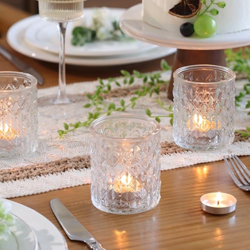 MATAHUM 12 Pcs Large Votive Candle Holders 2.8 * 3.2 inch Clear Tea Light Candle Holders Glass Candle Holder for Bridal Shower, Wedding, Table Centerpiece, Party, Home Decor - Image 3