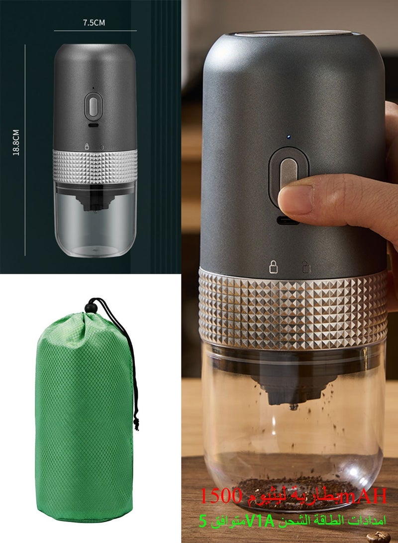 Coffee Grinder Electric Coffee Bean Grinder, Ceramic Burr Coffee Grinder, Espresso Grinder with Adjustable Burr and Removable Chamber, for Camping and Travel, Rechargeable, with Storage Bag