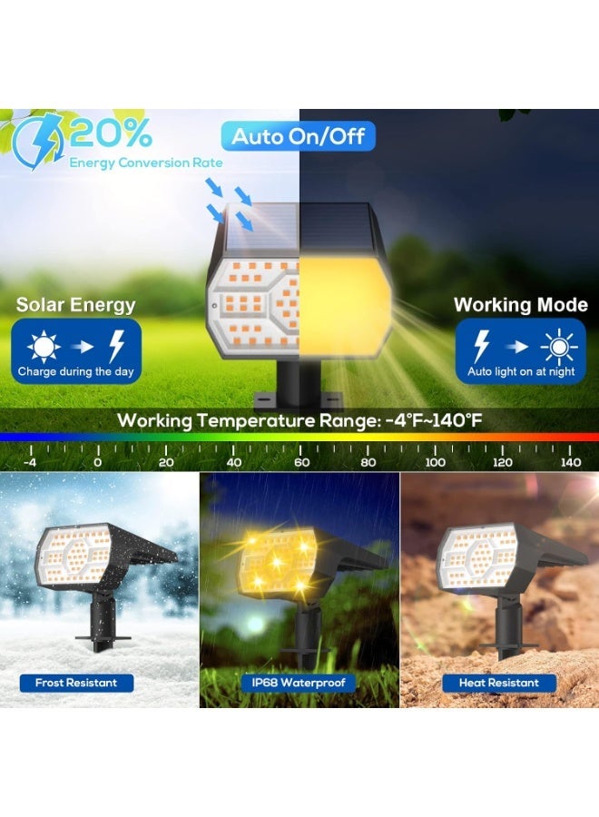 KISSUN Solar Lights Outdoor Waterproof IP68, 56 LED 3 Lighting Modes Solar Powered Garden Yard Spot Solar Lights for Christmas Outside Landscape- 4 Pack (Warm White) - Image 3