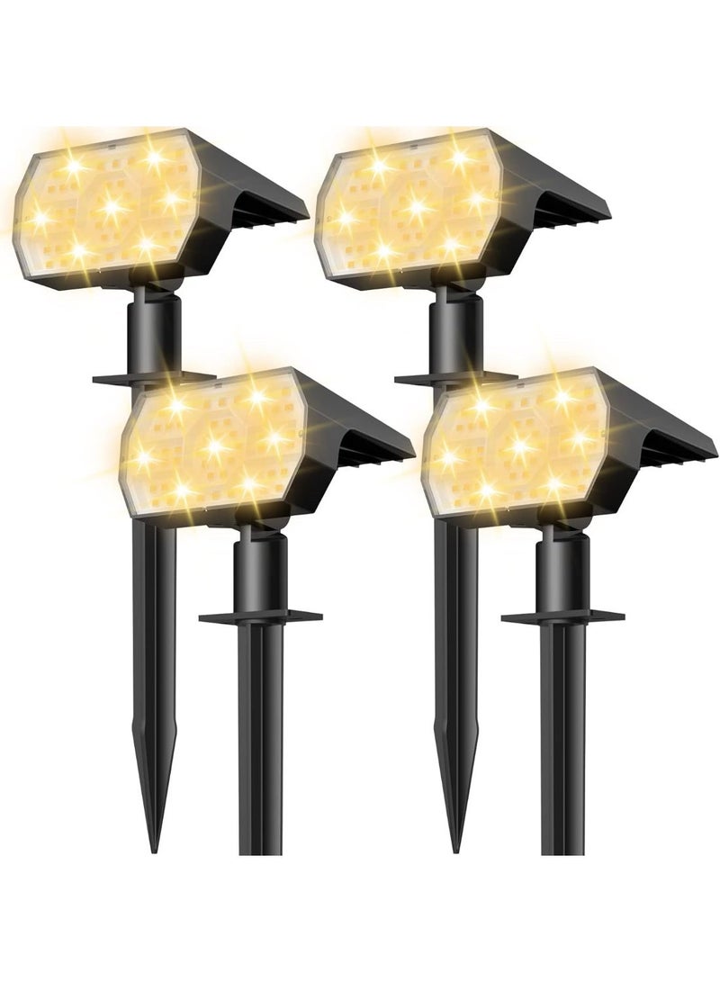 KISSUN Solar Lights Outdoor Waterproof IP68, 56 LED 3 Lighting Modes Solar Powered Garden Yard Spot Solar Lights for Christmas Outside Landscape- 4 Pack (Warm White) - Image 1