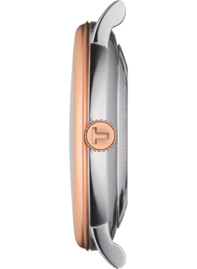 TISSOT ساعة يد أوتوماتيكية للرجال من كارسن مصنوعة من الفولاذ المقاوم للصدأ، ذهب وردي 5N، رمادي T1224072203300 - Image 5