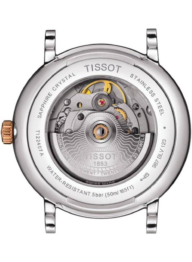 TISSOT ساعة يد أوتوماتيكية للرجال من كارسن مصنوعة من الفولاذ المقاوم للصدأ، ذهب وردي 5N، رمادي T1224072203300 - Image 3