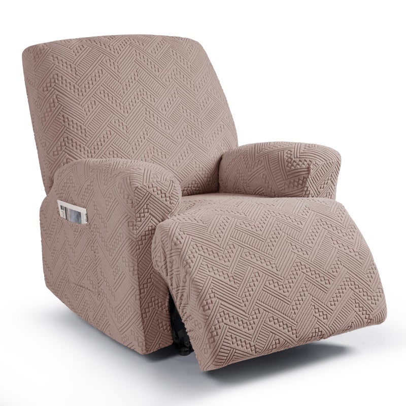 Ruaozz Recliner Sofa Covers Recliner Chair Covers Couch Covers for Reclining Couches with Pockets Washable Furniture Protector with Elastic Bottom 1 Seater Khaki