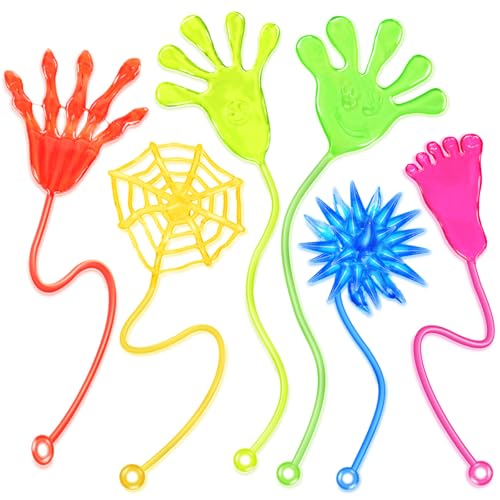 Beestech 48 Pack Sticky Hands Party Favors 6 Types Goodie Bag Stuffers Teacher Treasure Box Prizes Classroom Rewards Piata Fillers Bulk Party Favors Gift for Boys Girls Random Color - Image 1