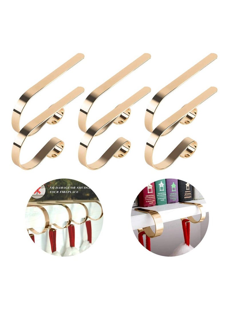 Stainless Steel Hooks, 6Pcs Long Handle Closet Racks, Cabinet Rack Hooks, Home Decor Hooks, Stocking Hangers, Decoration Supplies for Home Office Mantle Fireplace - Image 1