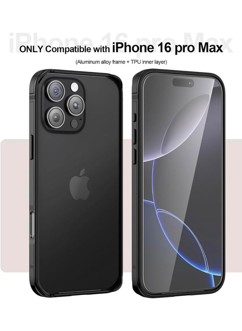Theodor iPhone 16 Pro max Aluminum Frame Metal Bumper Frame Slim Hard Case Cover, Metal Frame Armor with Soft Inner Bumper, Raised Edge Protection for iPhone 16 pro max for 6.9", Black  - Image 2