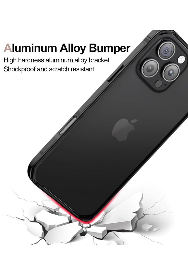 Theodor iPhone 16 Pro max Aluminum Frame Metal Bumper Frame Slim Hard Case Cover, Metal Frame Armor with Soft Inner Bumper, Raised Edge Protection for iPhone 16 pro max for 6.9", Black - Image 5