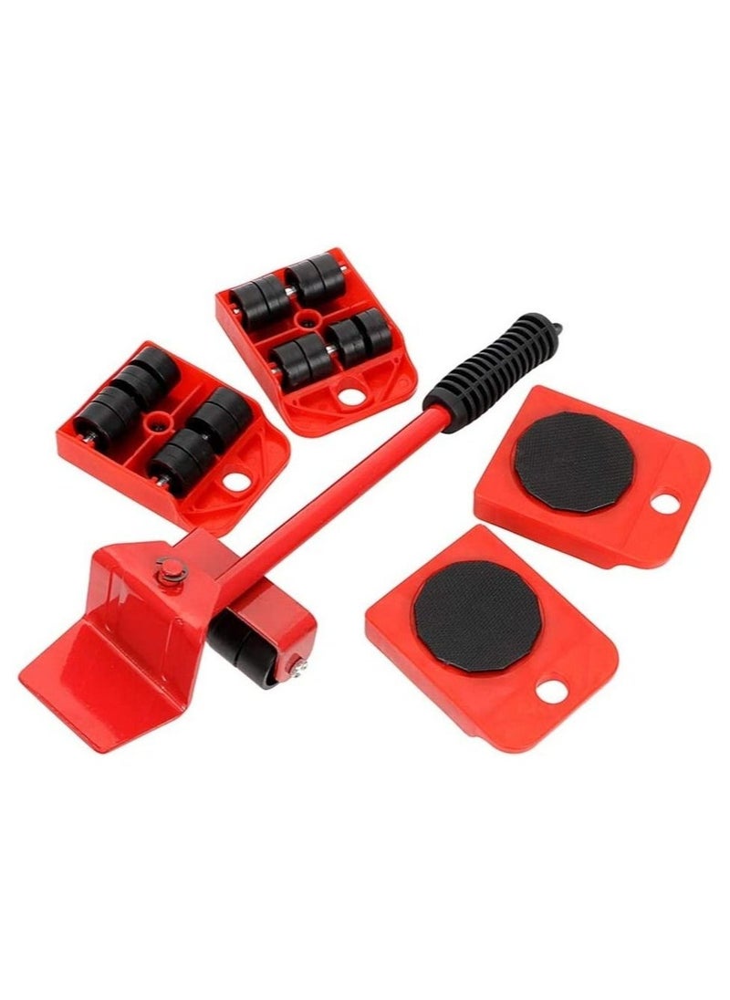 5 Pcs Set Furniture Lifter,Upgrade Mover Tool Set,Heavy Furniture Appliance Moving & Lifting System With 1 Lifting Rod And 4 Packs 360 Degree Rotatable Furniture Slides Kit - Image 1