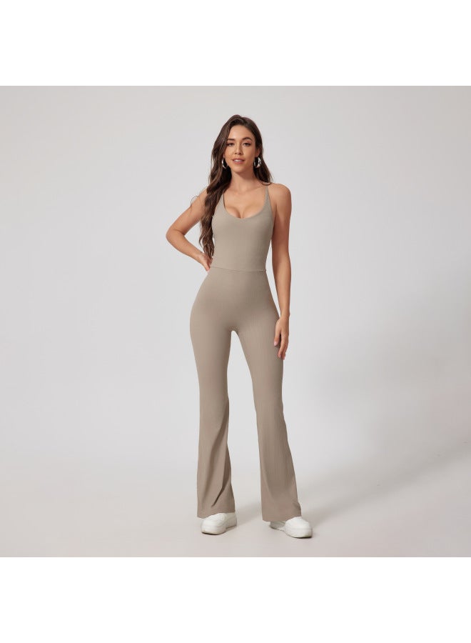 European And American Naked Feeling Thread Hollow Beautiful Back Tight Yoga One-piece Suit Hip Lifting Sports Fitness One-piece Suit - Image 1
