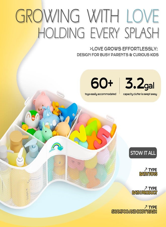 Austion 3-Compartment Corner Bath Toy Storage Organizer for Tub - Wide-Opening Mesh Kids Bath Toy Holder with Easy Sorting & Storage, Quick-Drying Machine-Washable Bathroom Organizer for Tidy Bathtub - Image 2
