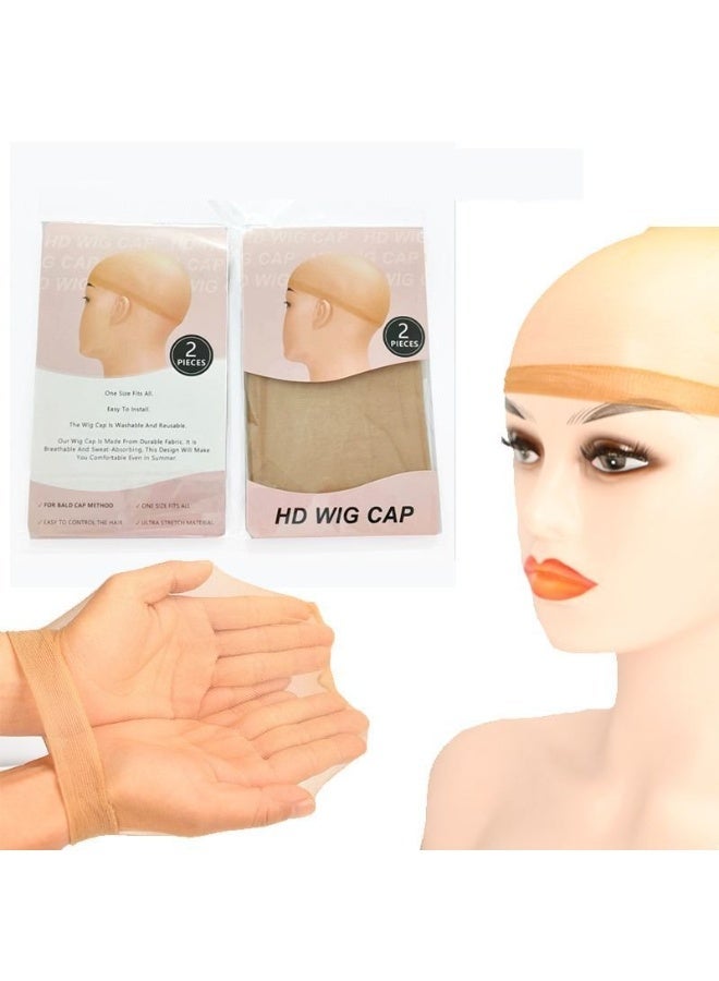 2PCS,HD Wig Net Cap, Solid Color Invisible Elastic Wig Cap, Skin Tone Hair Protection, Prevent Wig Slipping, Anti-Itch, Windproof and Breathable, Ideal for Cosplay, Daily Wear and Hair Care,2 Pieces, Exquisite Set - Image 1