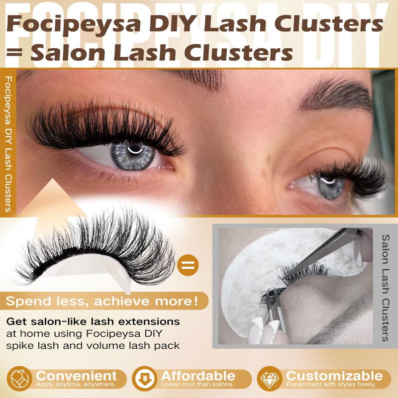 Focipeysa Eyelash Extension Kit, 200pcs 80D Mink Fur False Eyelashes, 10-18mm DIY Lash Clusters, Matte Black, Vegan, Cruelty Free, Includes Lash Bond & Remover, Tweezers - Image 2