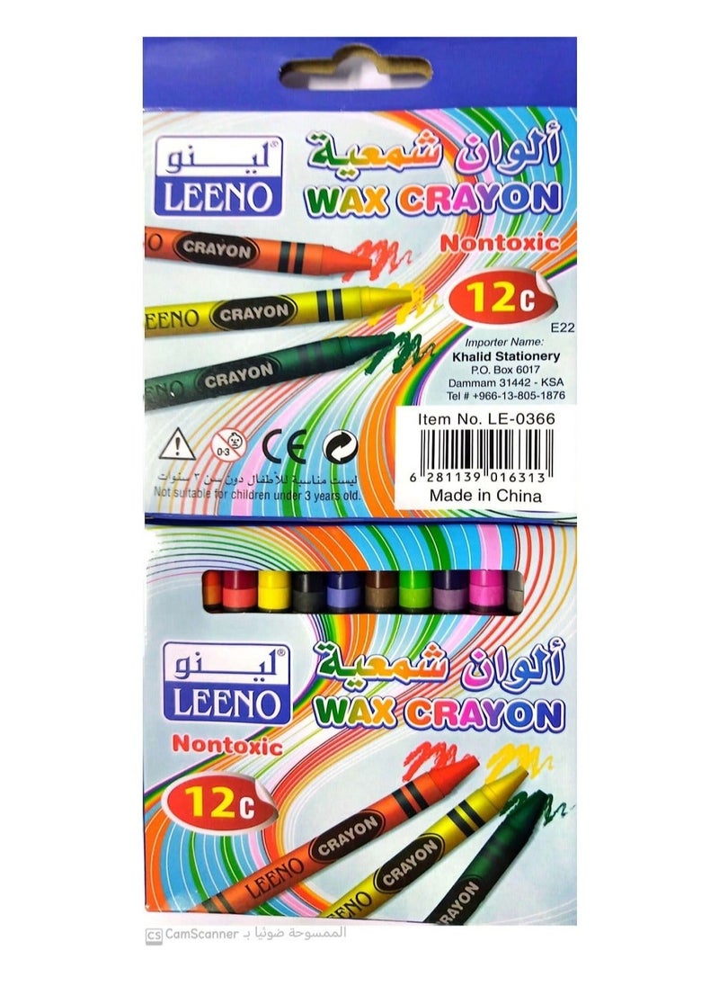 LEENO 2 Box Of Wax Crayon Each 12 colors 
